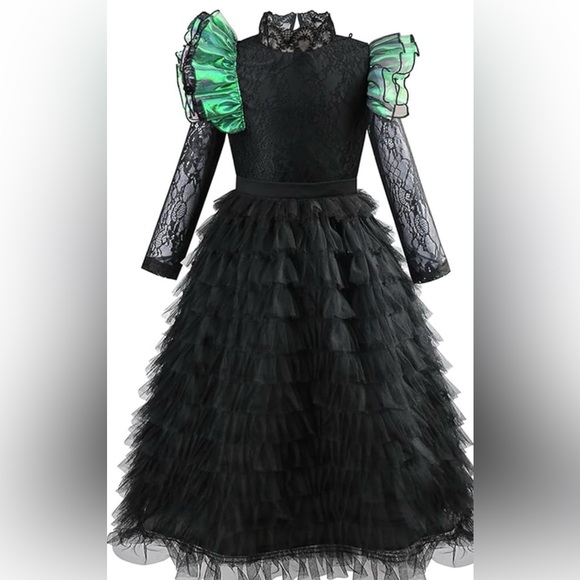 Other - Black Lace Dress with Ruffled